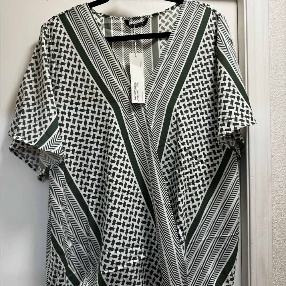 BloomChic Green and White Chevron Top